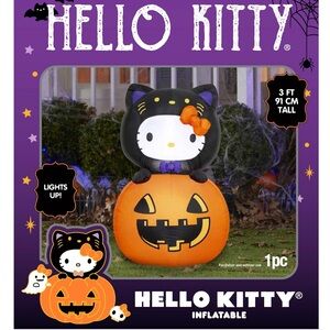 🆕 Hello Kitty Black Cat 3ft Inflatable Halloween Decoration